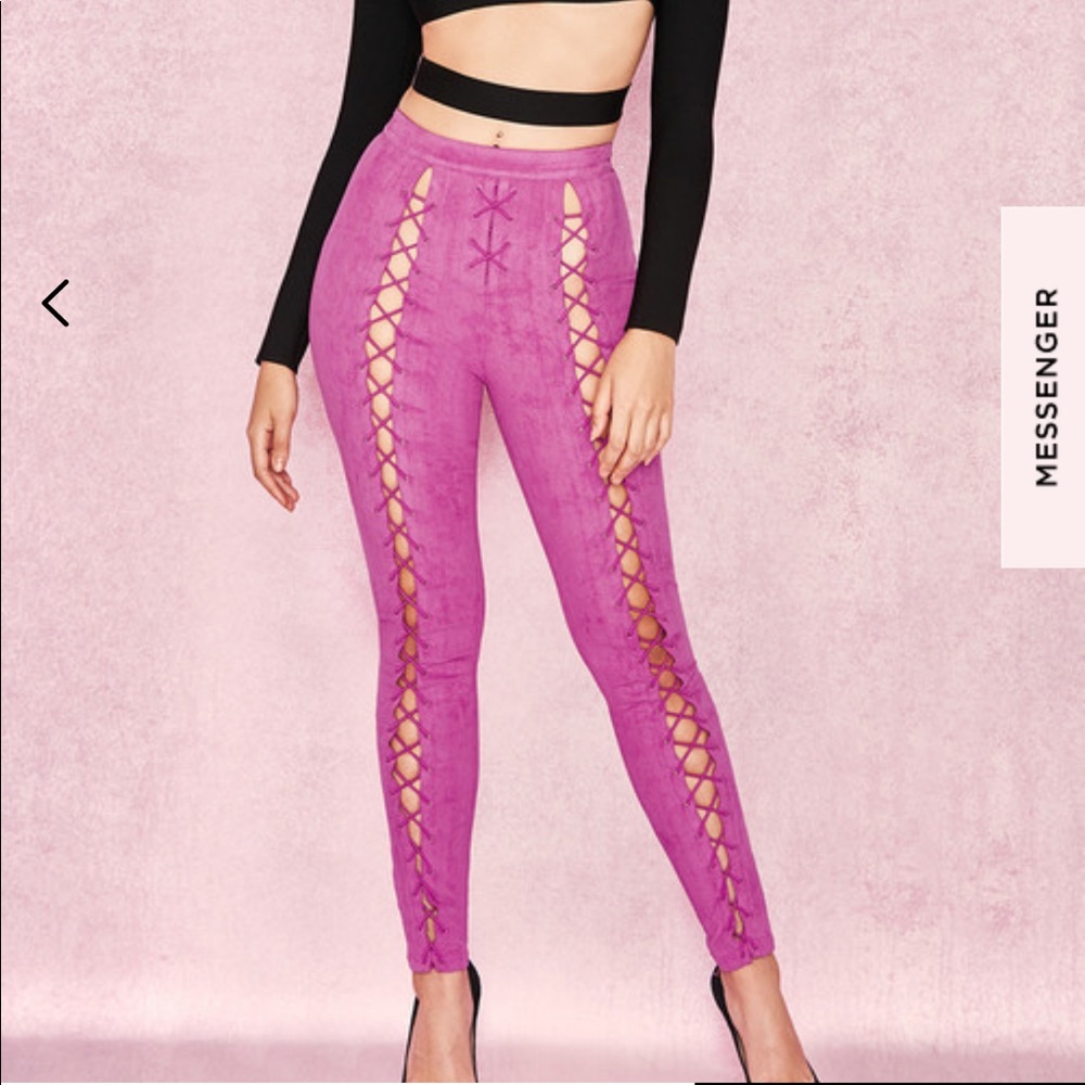House of CB Fuschia Sophina Suedette lace leggings